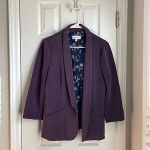 Skies Are Blue “Hannah” modal purple knit blazer with floral lining